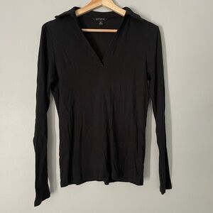 Banana Republic Women’s M Black Collared Ribbed Long Sleeve